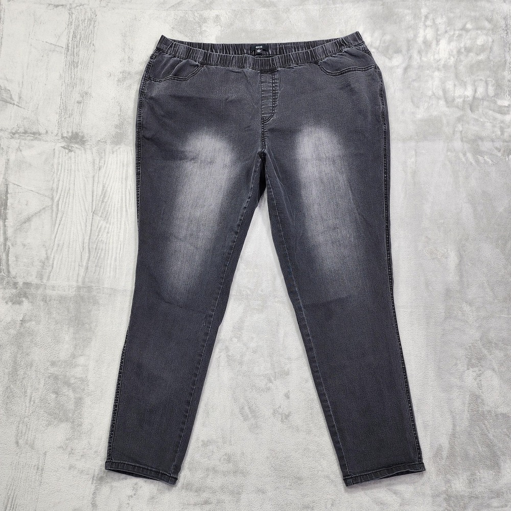 Ellos Jeans Womens 26 Gray High Rise Pull On Jegging Slim Stretch Denim Charcoal